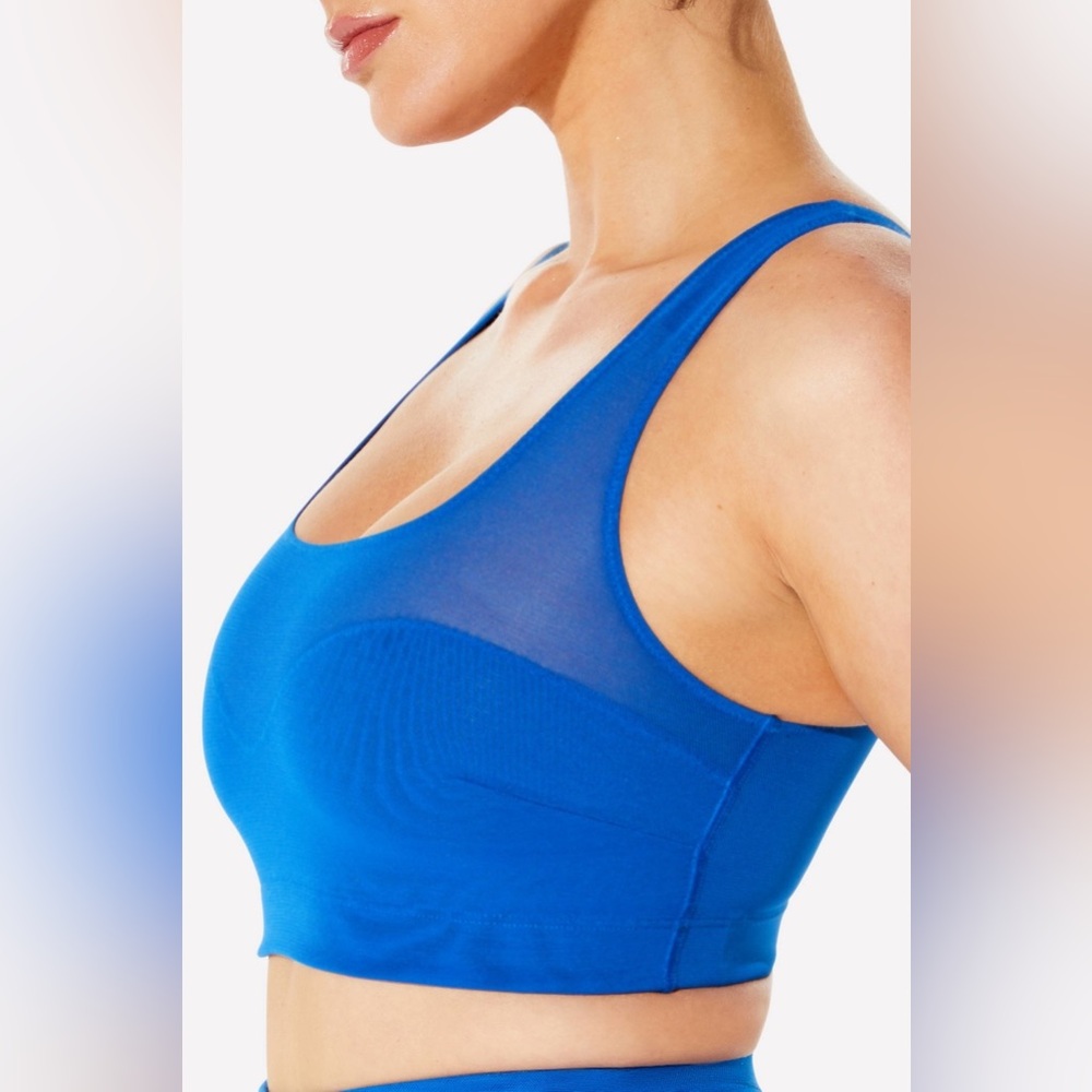 NWOT YITTY Fabletics Blue Mesh Me Smoothing Midi Bralette size XS - Picture 2 of 11